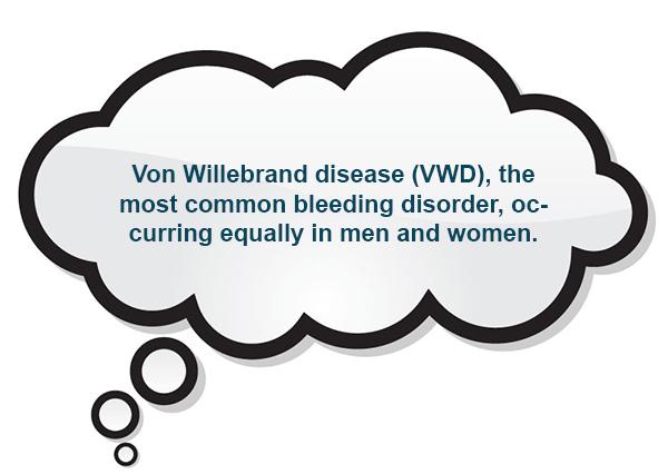 Von Willebrand disease (VWD), the most common bleeding disorder, occurring equally in men and women.